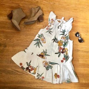 Free people linen ruffle cotton summer flowy dress